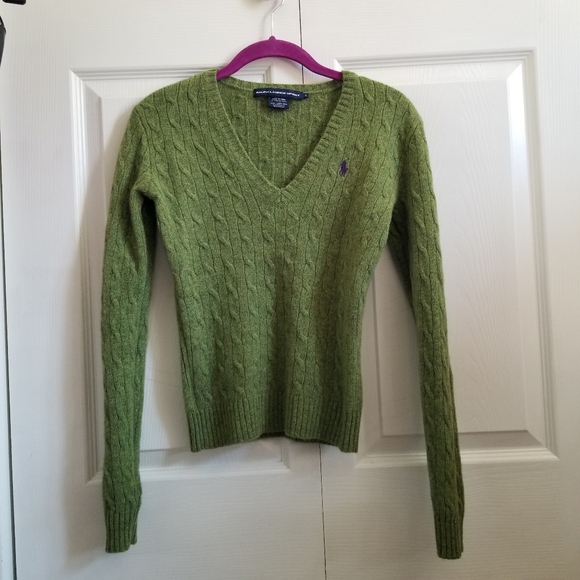 Ralph Lauren Sweaters - Vintage/Y2K Ralph Lauren Sport 100% Wool Dark Green V-Neck Sweater